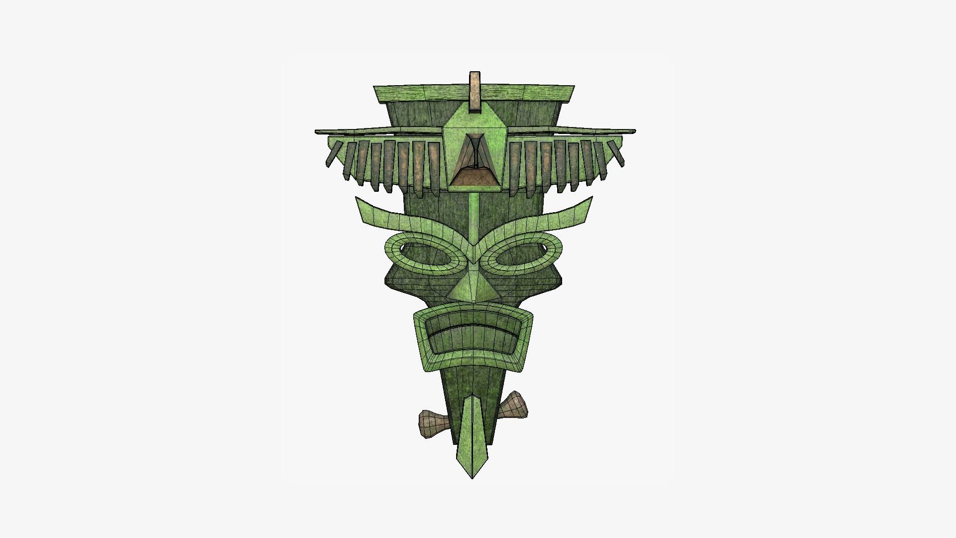 Tribal Mask C08 Full Mud - Costume Character Design Low-poly 3D model_6