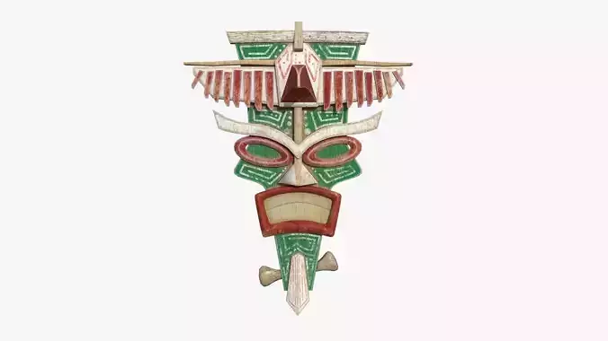 Tribal Mask C09 Green Red - Costume Character Design Low-poly 3D model
