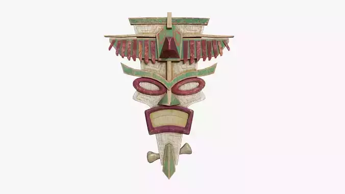 Tribal Mask C10 White Green - Costume Character Design Low-poly 3D model