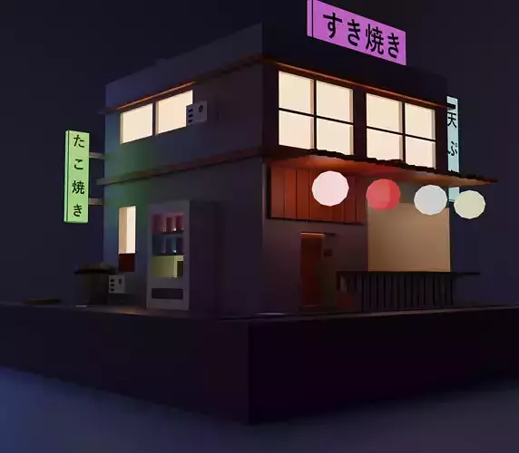 Japan style low poly shushi shop