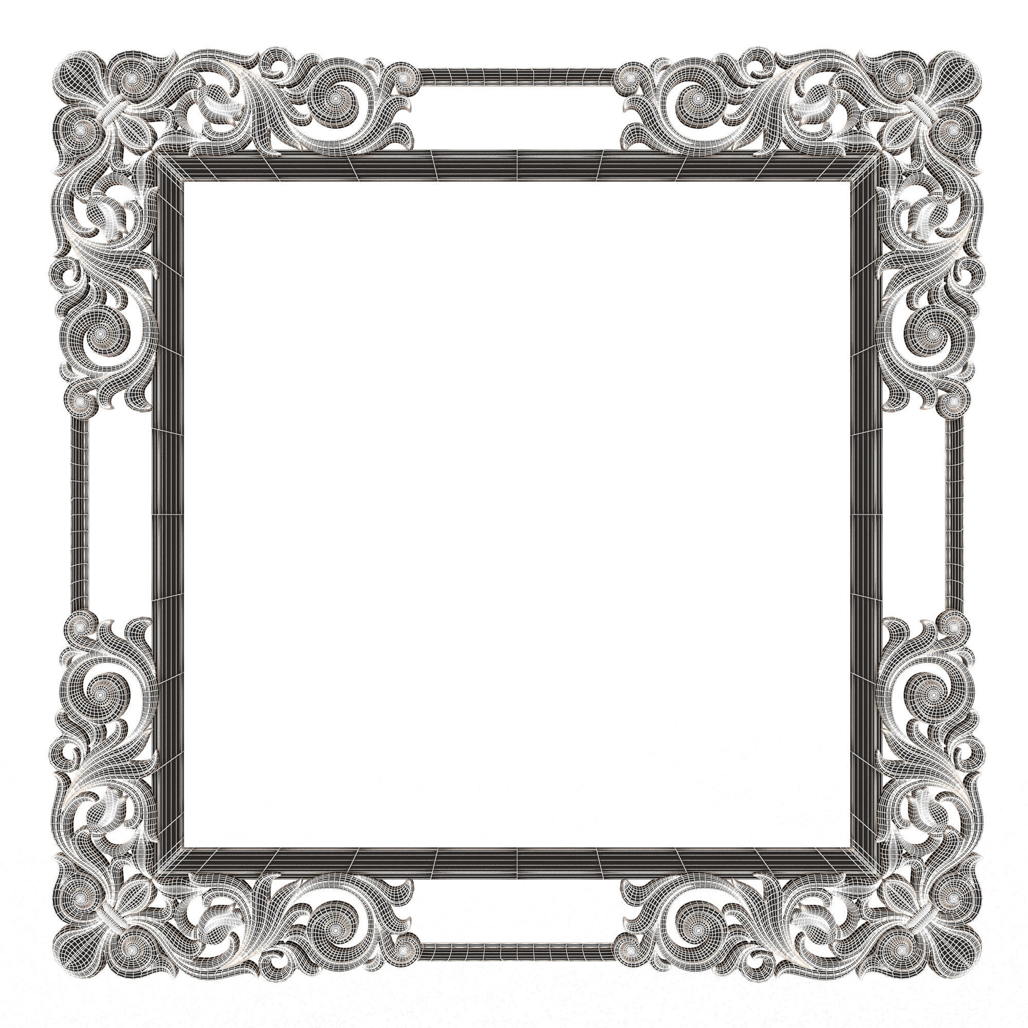 Classic Frame and Mirror 056 Low-poly 3D model_6