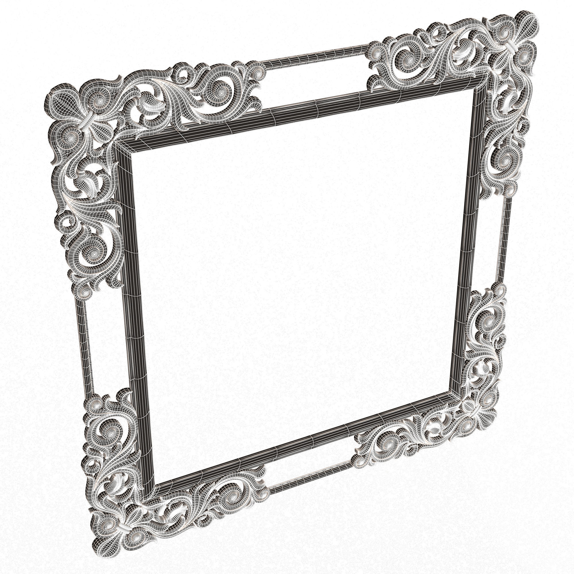 Classic Frame and Mirror 056 Low-poly 3D model_7