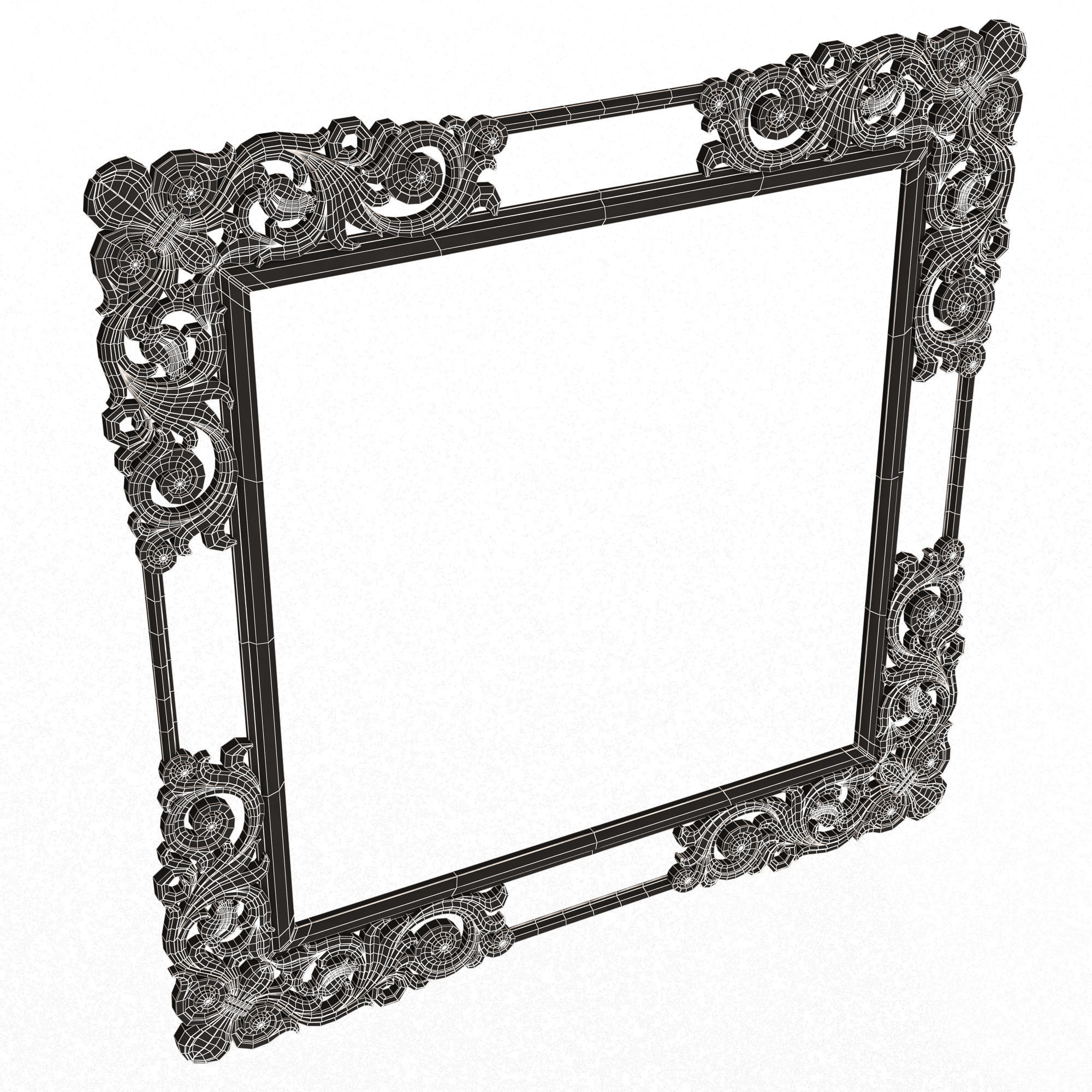 Classic Frame and Mirror 056 Low-poly 3D model_13