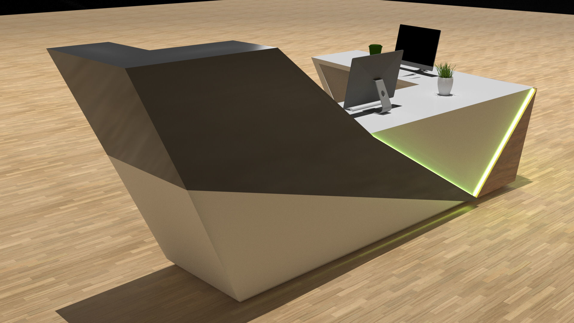 Elegant Reception Desk Table 3D model_3