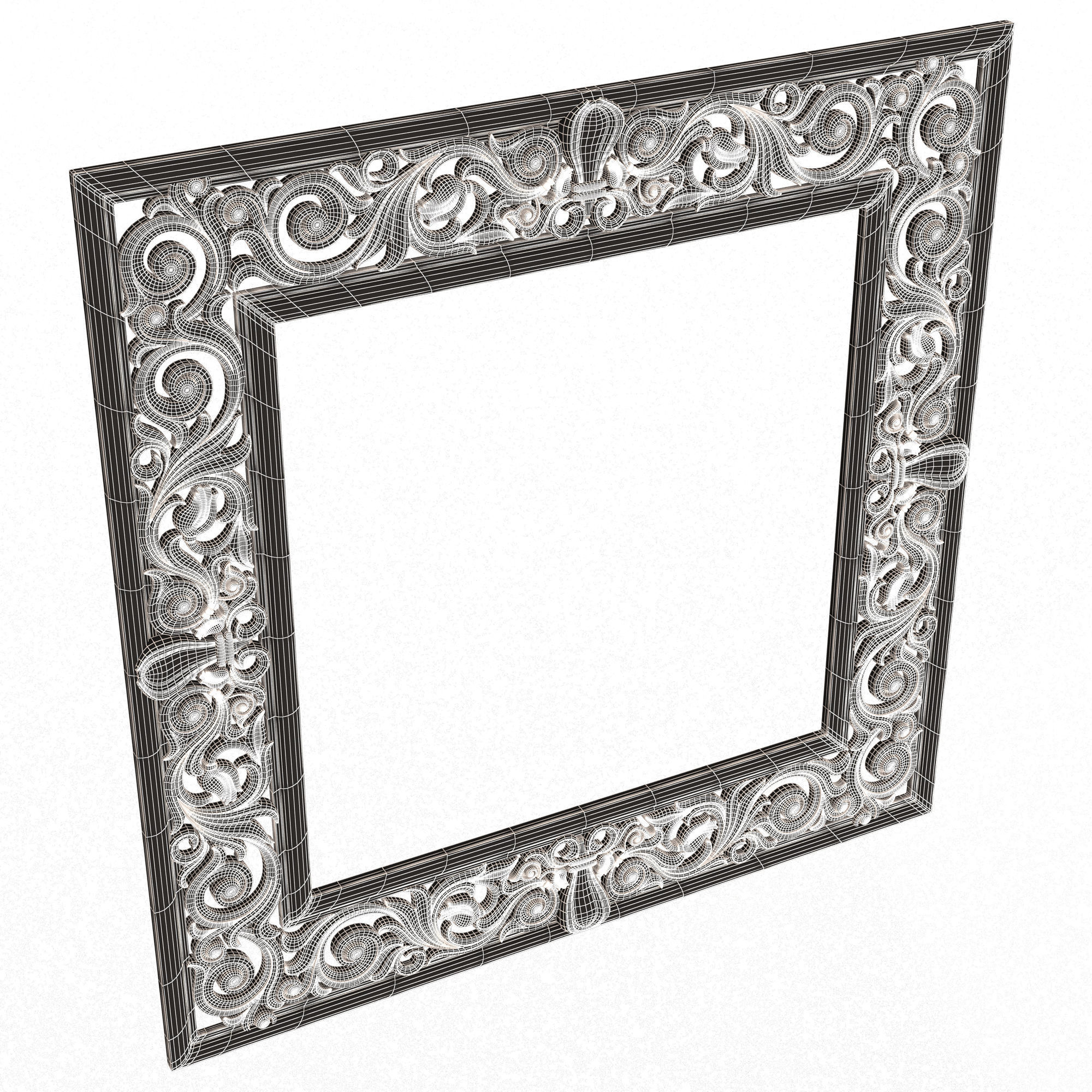 Classic Frame and Mirror 066 Low-poly 3D model_7