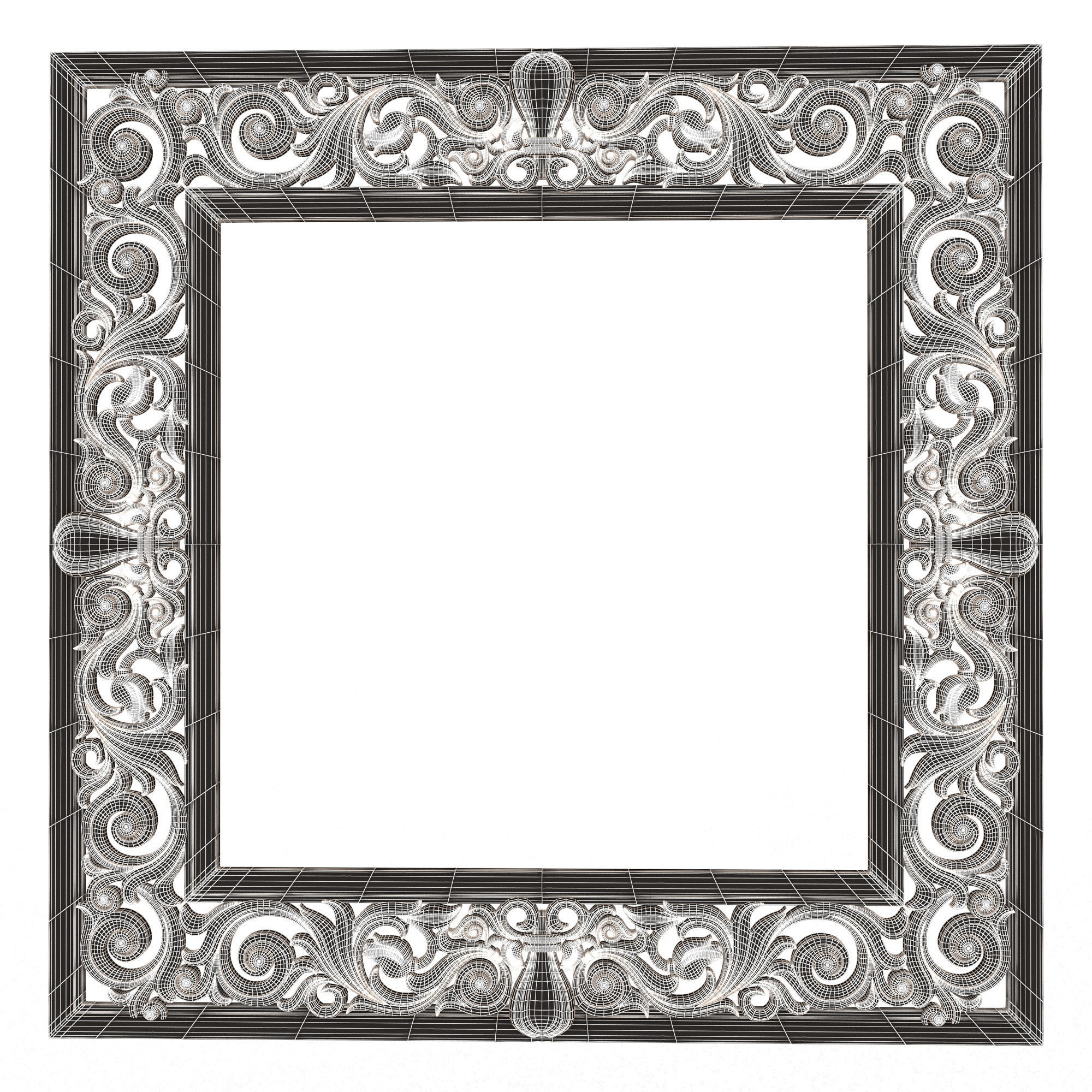 Classic Frame and Mirror 066 Low-poly 3D model_6