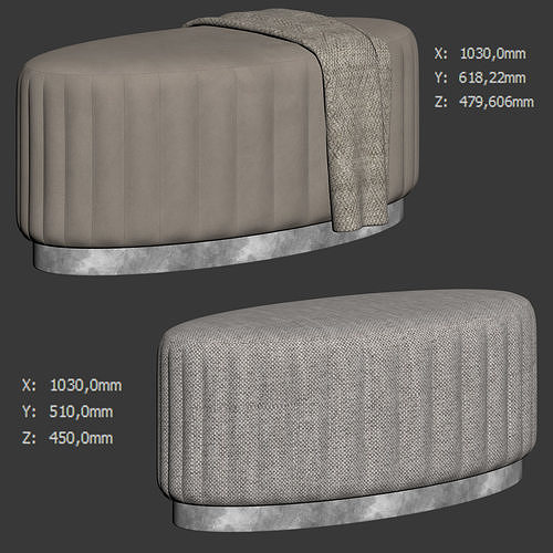 Kirana Oval Ottoman by Baxton Studio 3D model 6