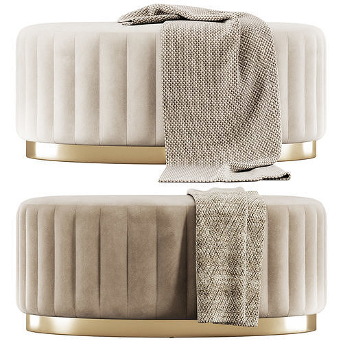 Kirana Oval Ottoman by Baxton Studio 3D model 2