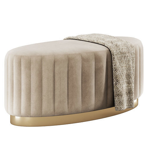 Kirana Oval Ottoman by Baxton Studio 3D model 4