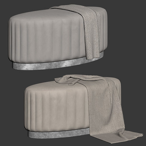 Kirana Oval Ottoman by Baxton Studio 3D model 7