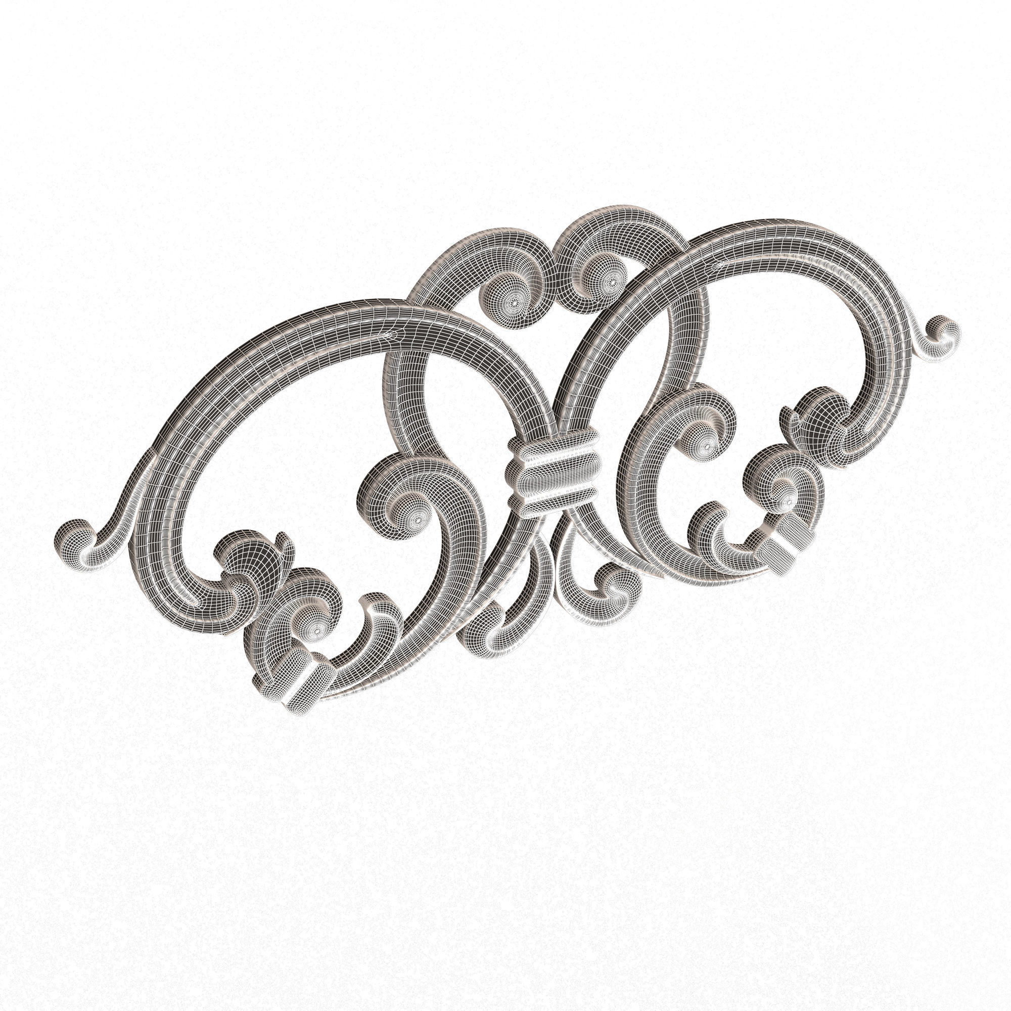 Carved Plaster Molding Decoration 034 Low-poly 3D model_7