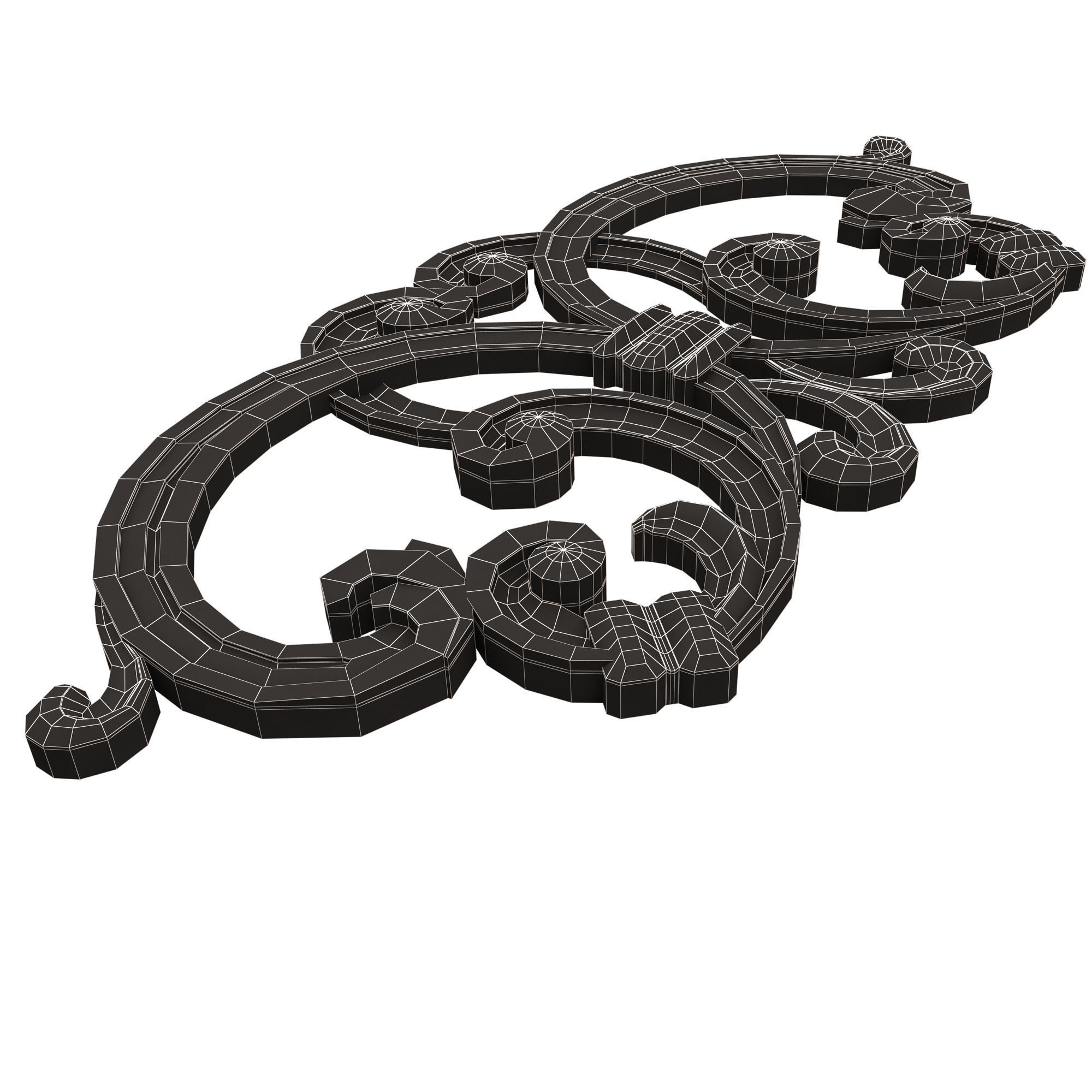 Carved Plaster Molding Decoration 034 Low-poly 3D model_17