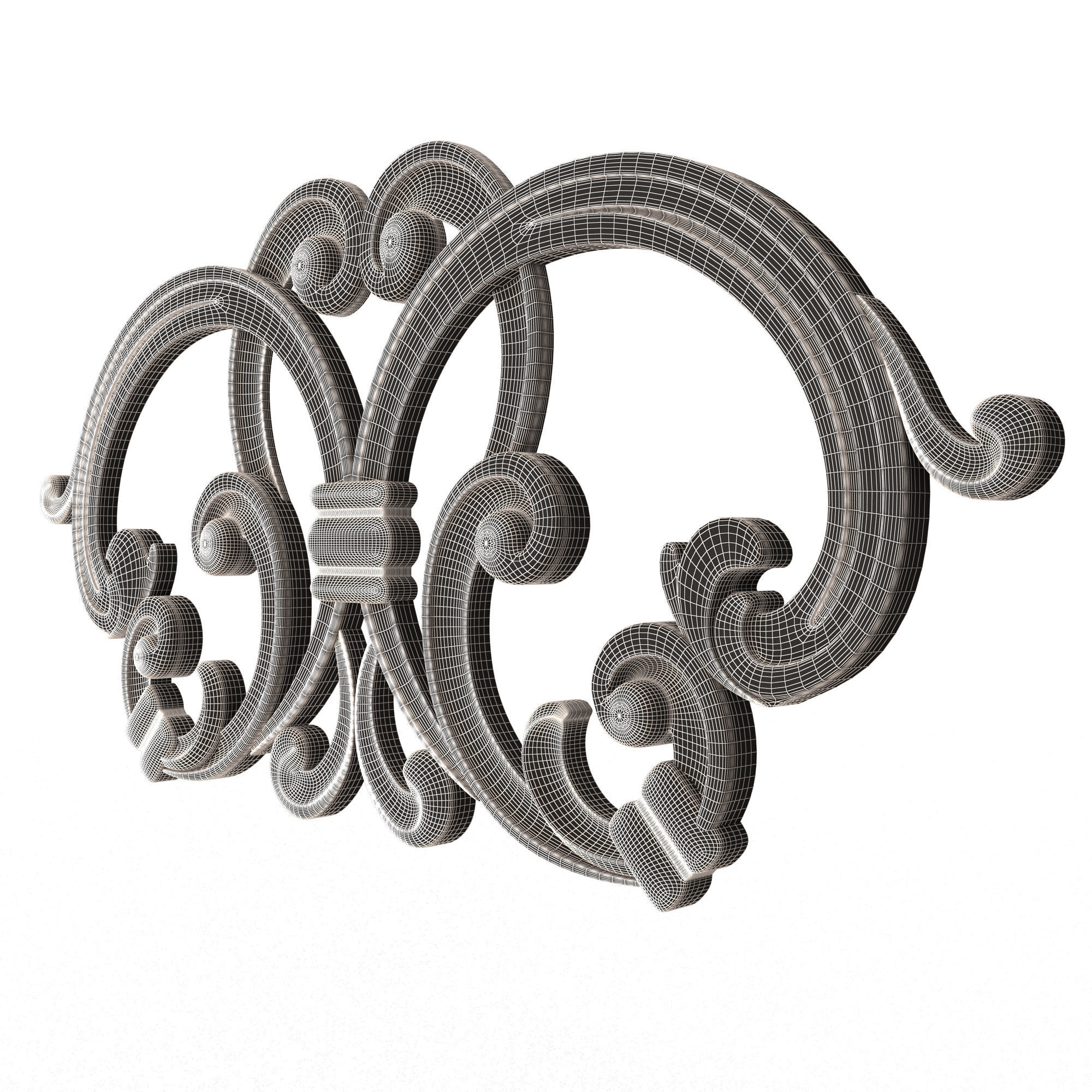 Carved Plaster Molding Decoration 034 Low-poly 3D model_8