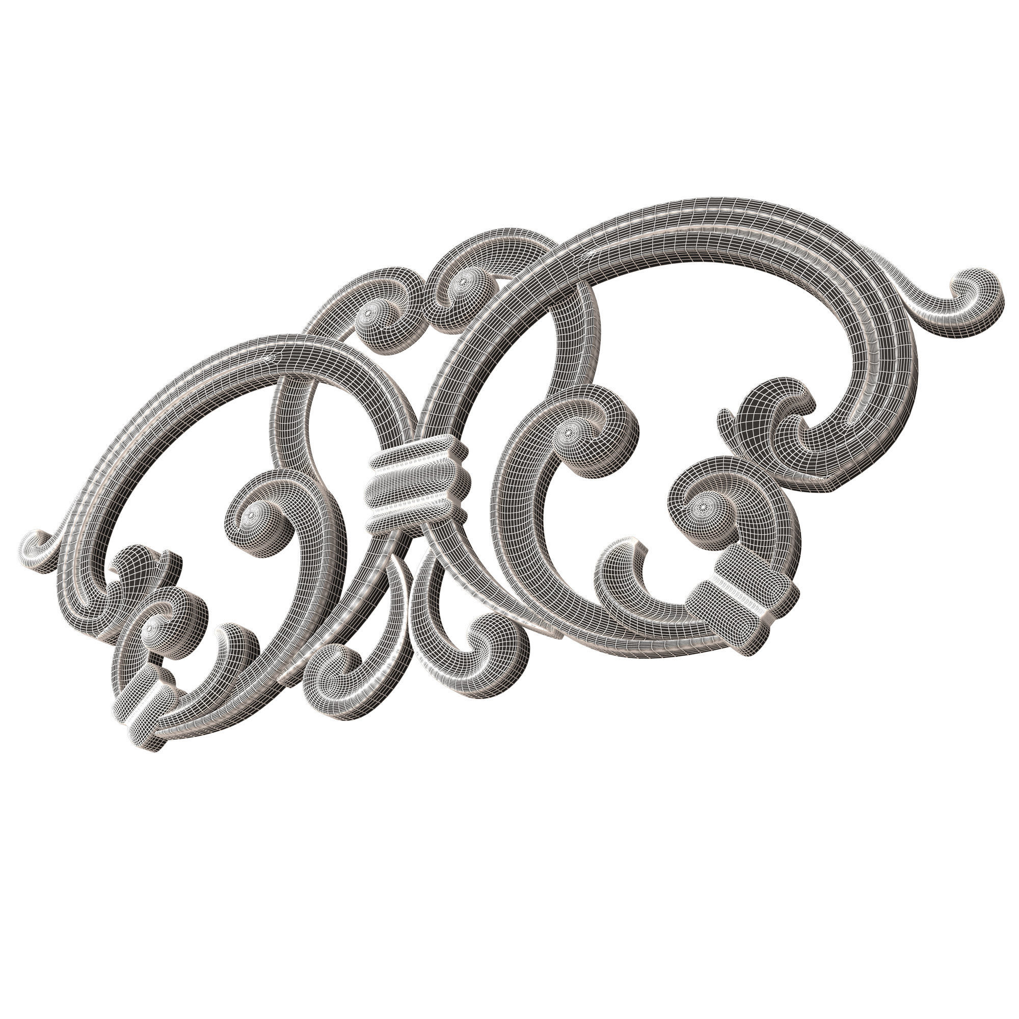Carved Plaster Molding Decoration 034 Low-poly 3D model_10