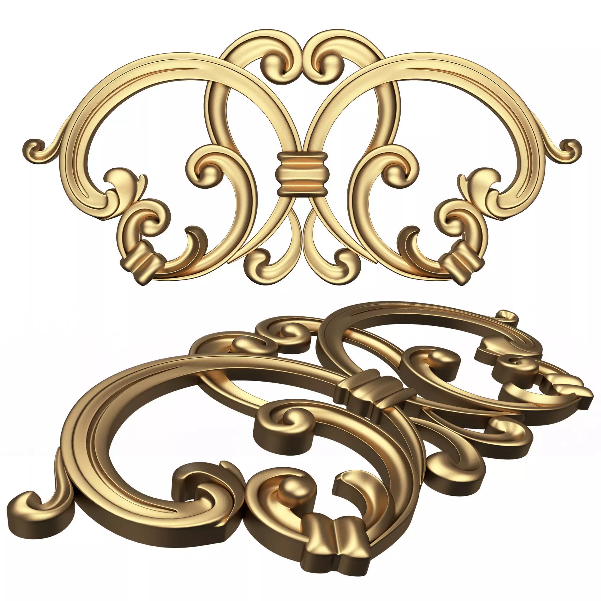 Carved Plaster Molding Decoration 034 Low-poly 3D model_0