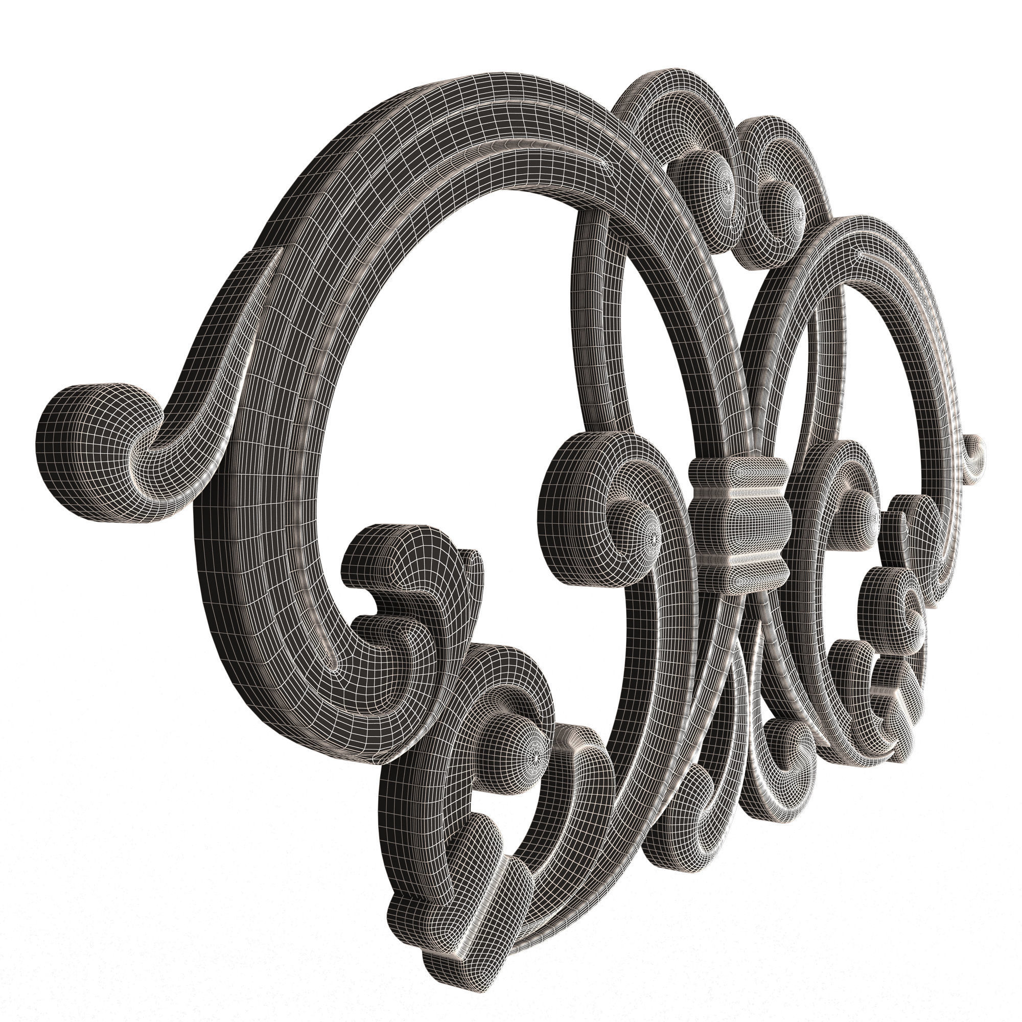 Carved Plaster Molding Decoration 034 Low-poly 3D model_9