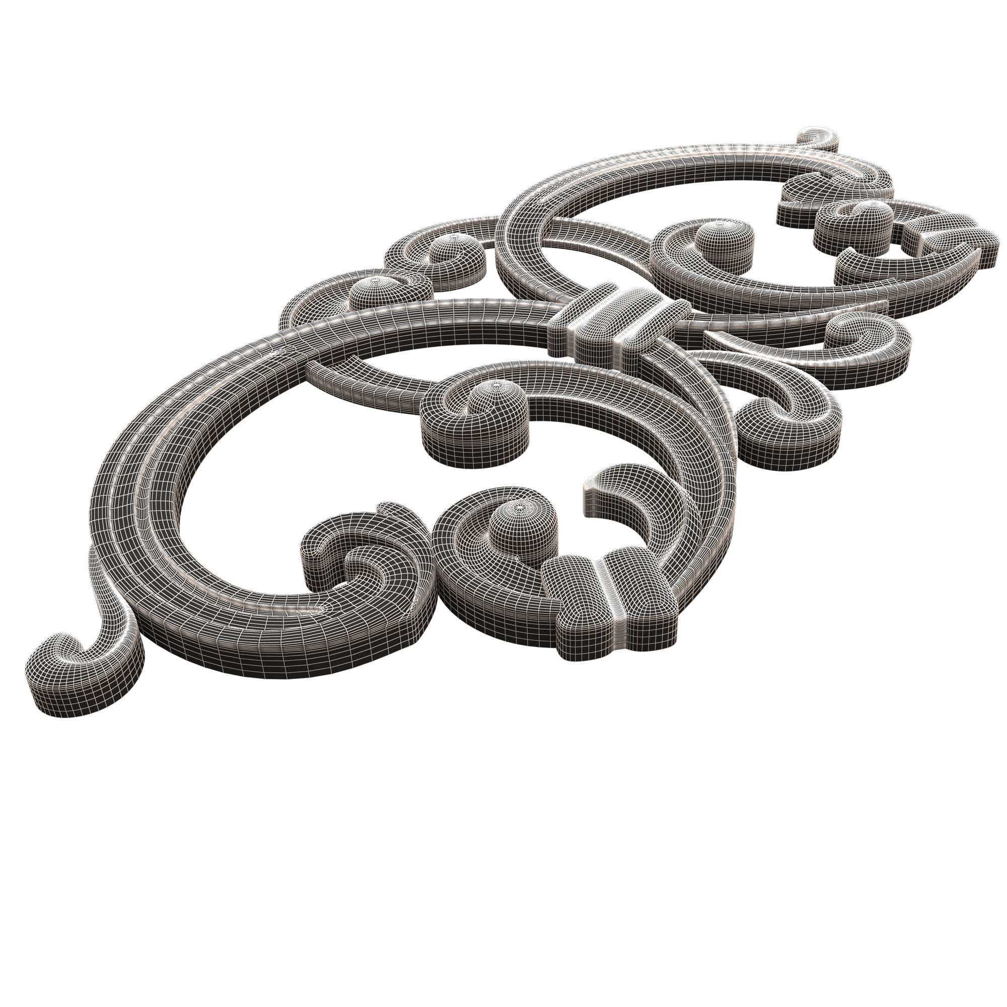 Carved Plaster Molding Decoration 034 Low-poly 3D model_11