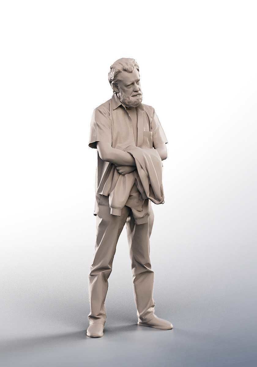 Andreas 13213 - Standing Casual Older Man Low-poly 3D model_4