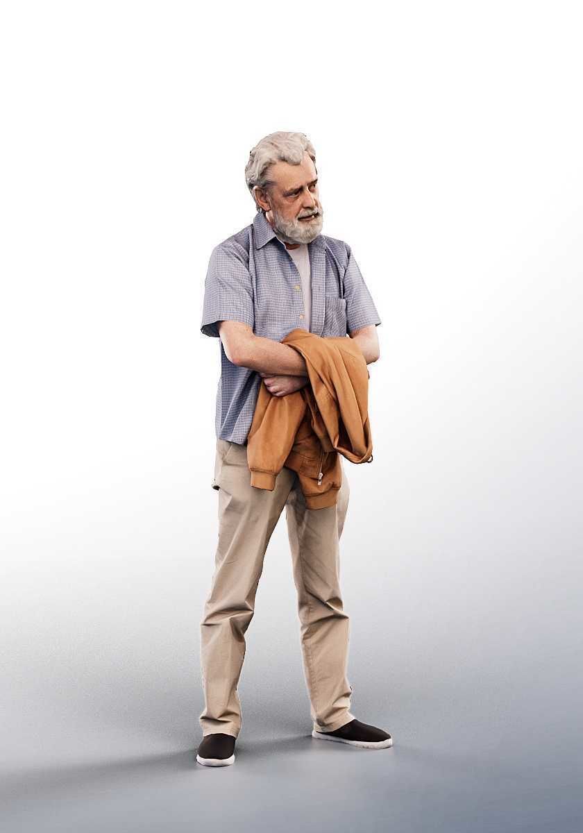 Andreas 13213 - Standing Casual Older Man Low-poly 3D model_2