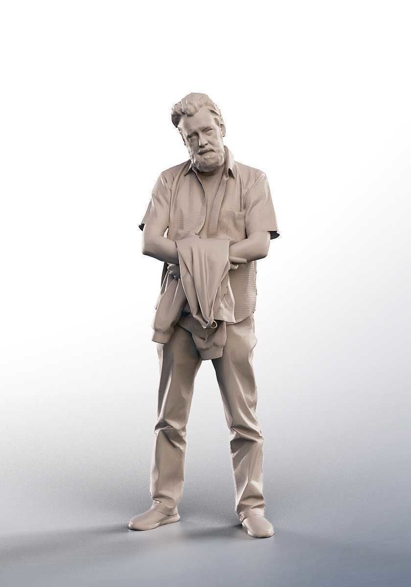 Andreas 13213 - Standing Casual Older Man Low-poly 3D model_3
