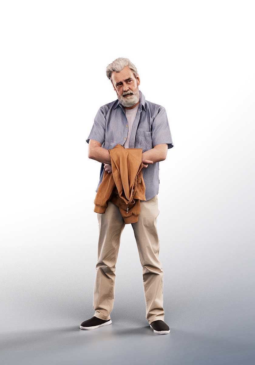 Andreas 13213 - Standing Casual Older Man Low-poly 3D model_1
