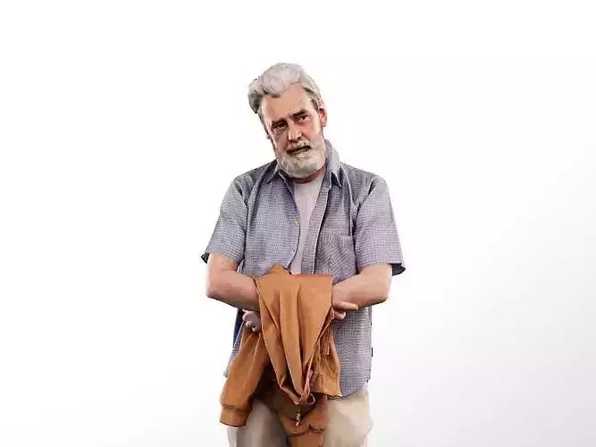 Andreas 13213 - Standing Casual Older Man Low-poly 3D model