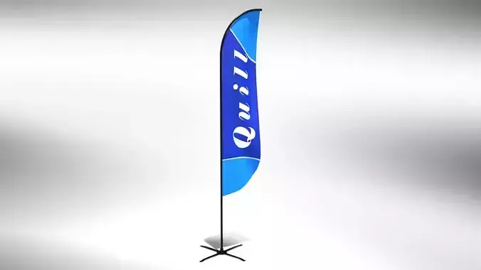 Quill Flag - Animated Exhibition Flag Low-poly 3D model