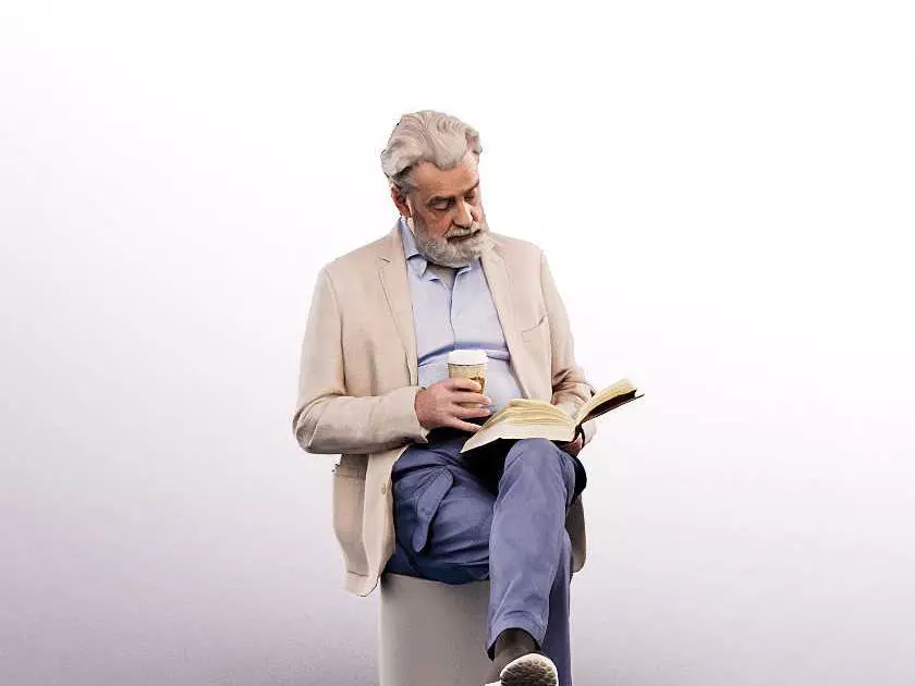 Andreas 13211 - Sitting Older Man Reading Low-poly 3D model_0