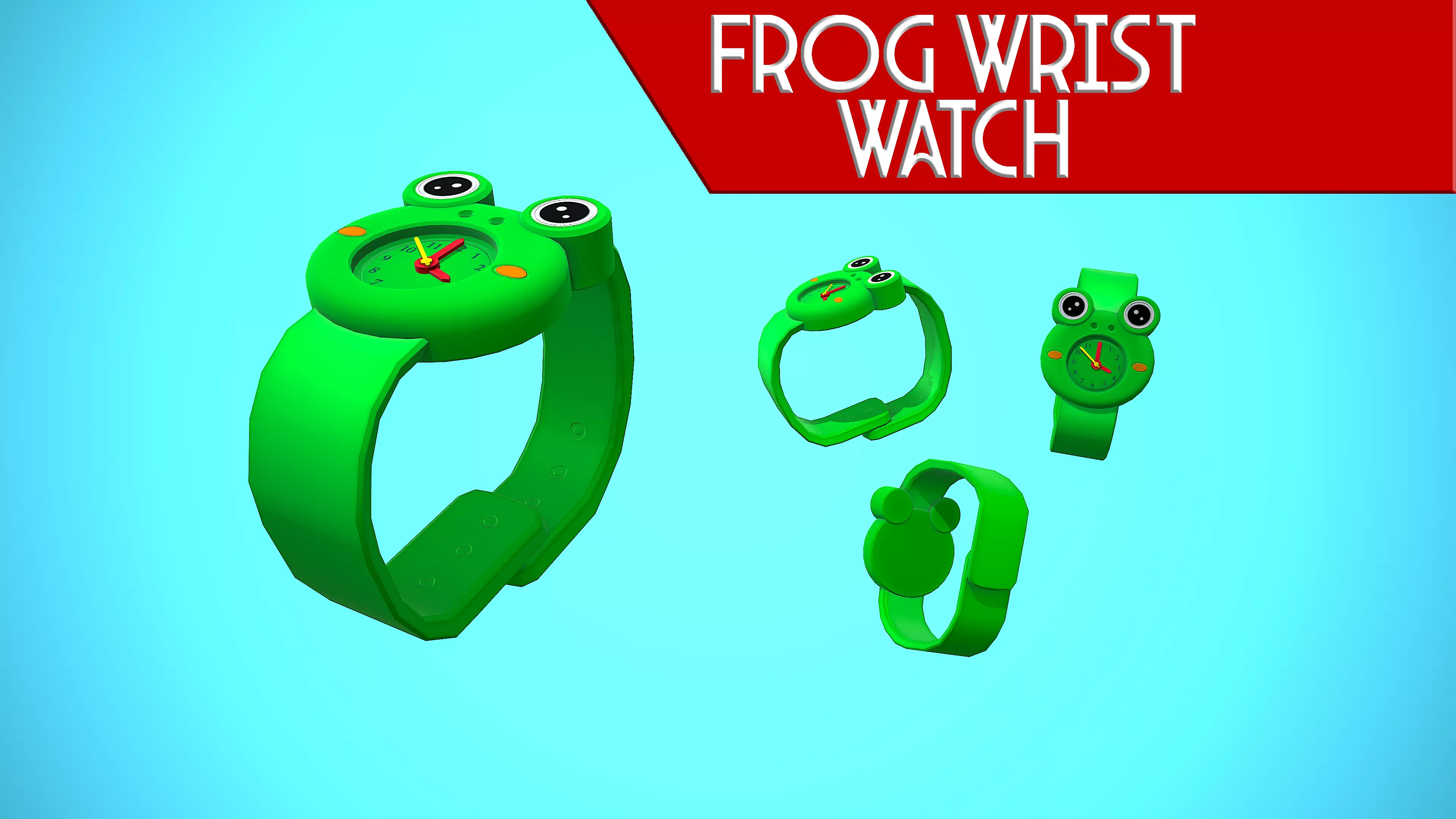 FROG WRIST WATCH CARTOON STYLIZED Low-poly 3D model