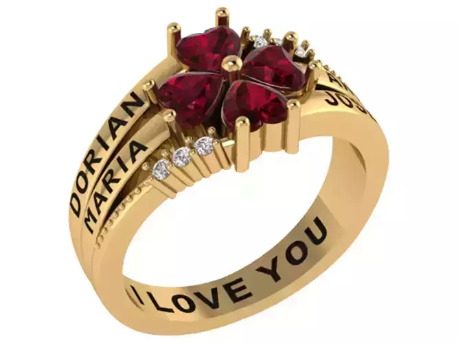 Personalized 4 Stone Mothers Ring Set Sizes 5 to 12