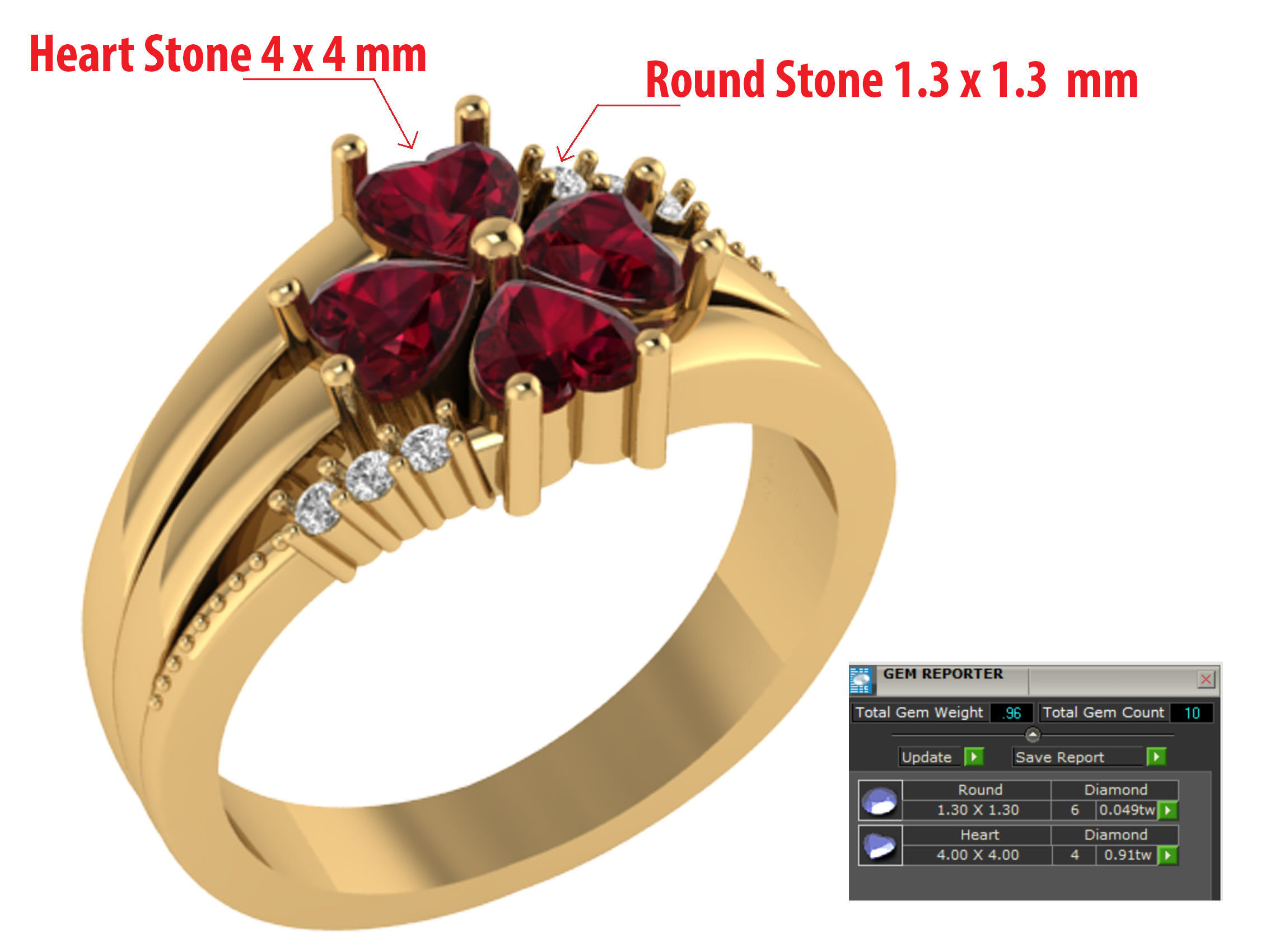 Personalized 4 Stone Mothers Ring Set Sizes 5 to 12 3D print model_5