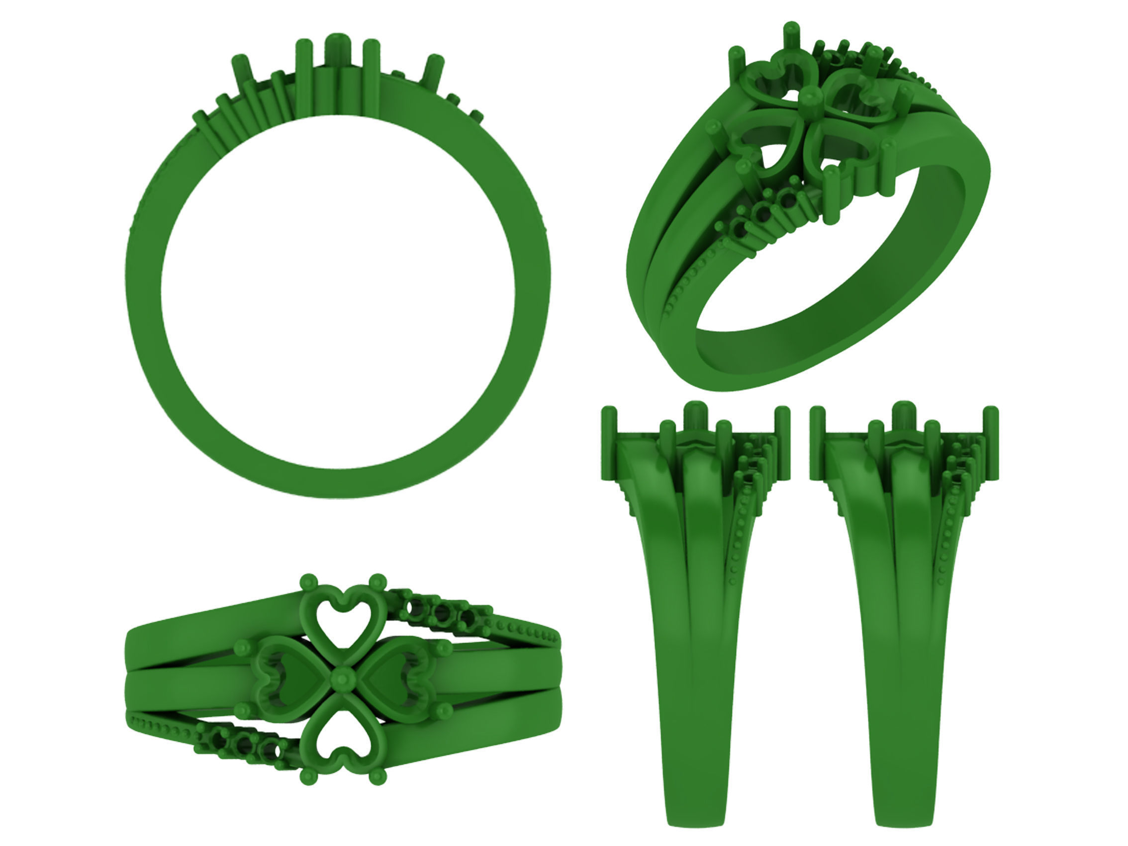 Personalized 4 Stone Mothers Ring Set Sizes 5 to 12 3D print model_4