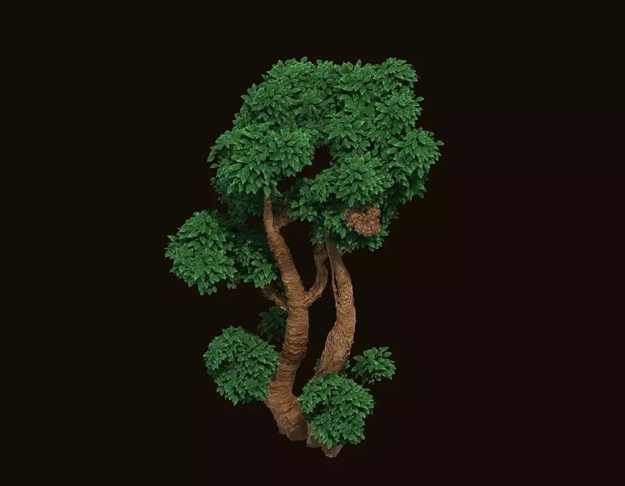 Cartoon Small Tree Bush Grass Bush plant ancient woods 3D model