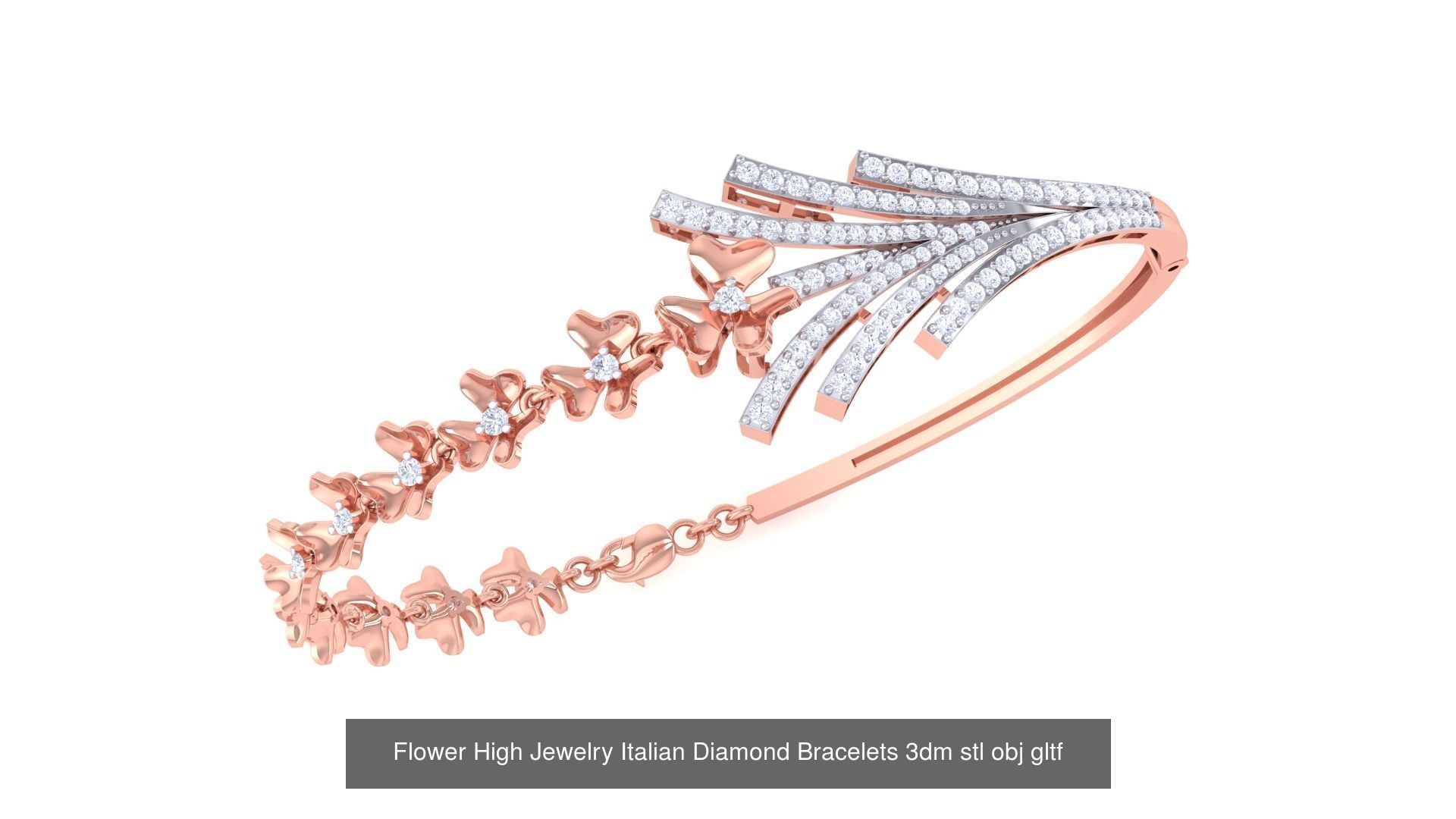128 High Jewelry Italian Diamond Bracelets 3dm stl 3D Model Collection_128
