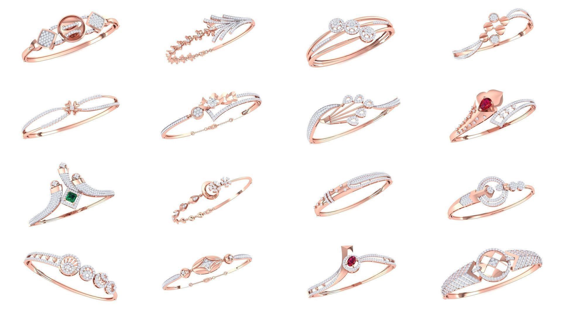 128 High Jewelry Italian Diamond Bracelets 3dm stl 3D Model Collection_13