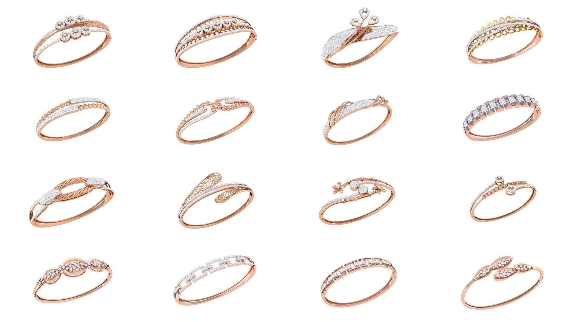 128 High Jewelry Italian Diamond Bracelets 3dm stl 3D Model Collection_7