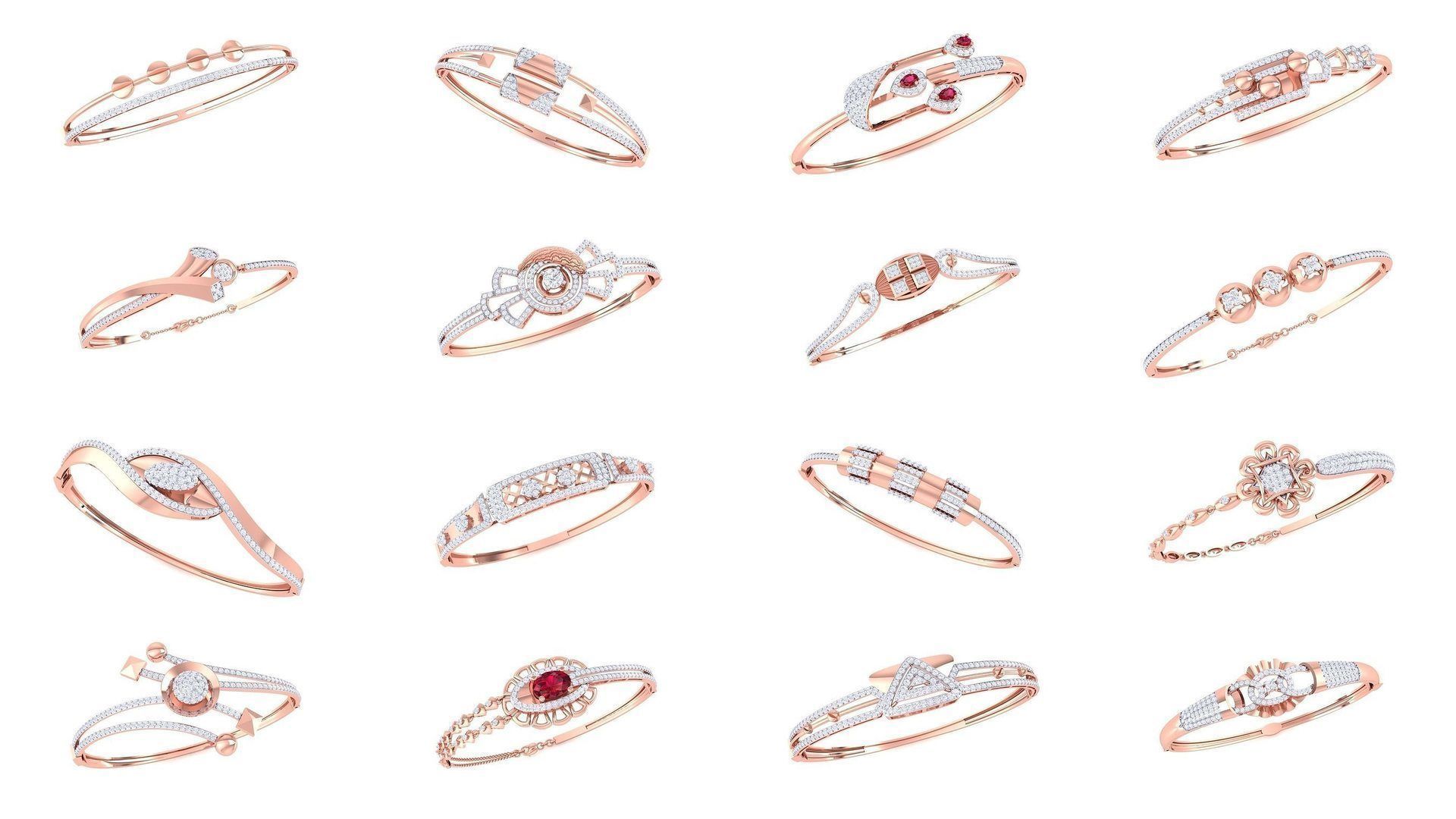 128 High Jewelry Italian Diamond Bracelets 3dm stl 3D Model Collection_11