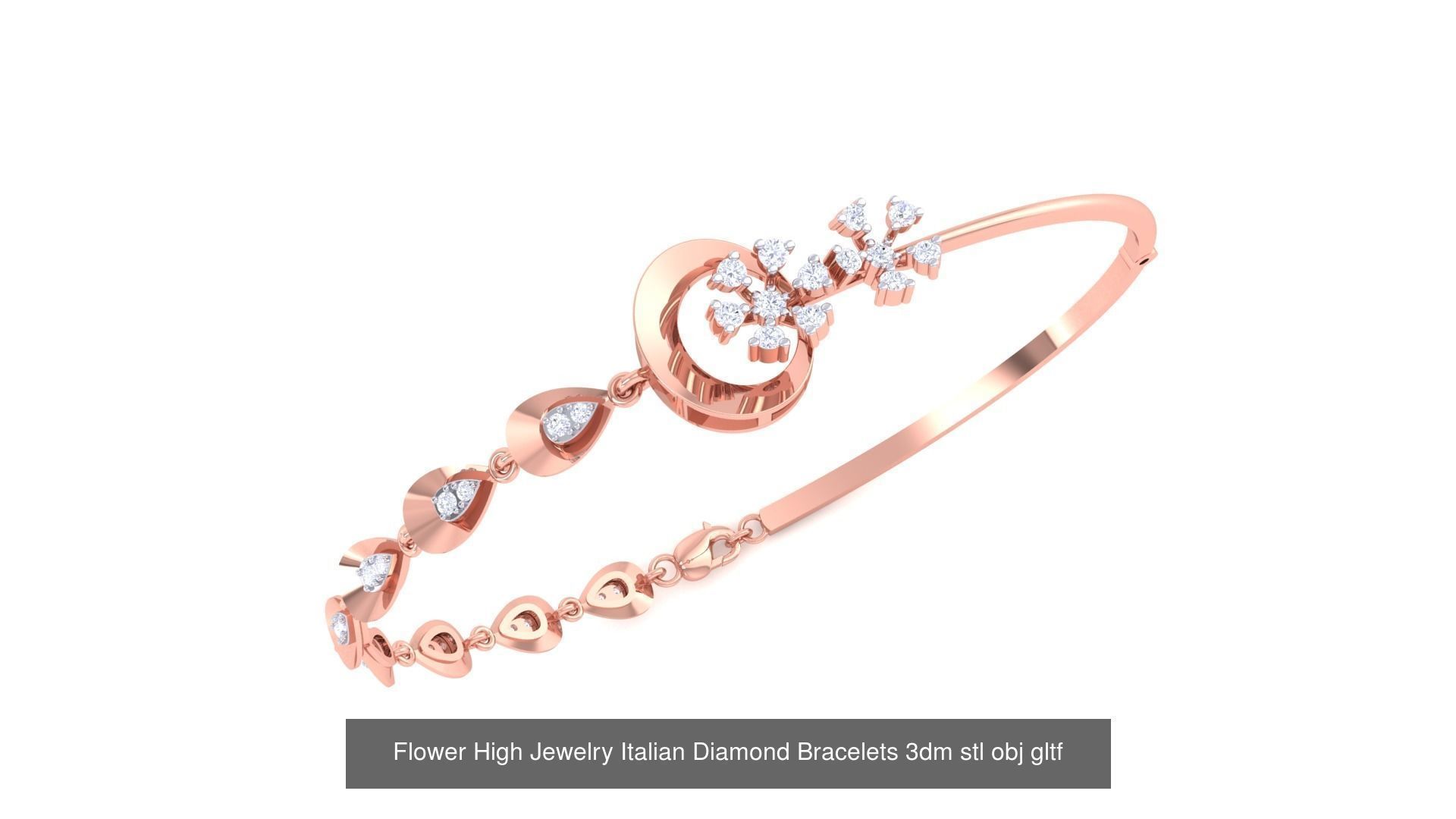 128 High Jewelry Italian Diamond Bracelets 3dm stl 3D Model Collection_136