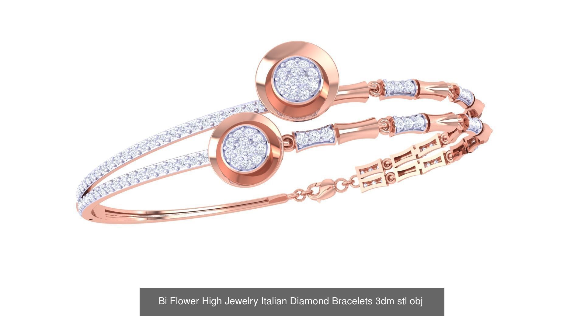 128 High Jewelry Italian Diamond Bracelets 3dm stl 3D Model Collection_36