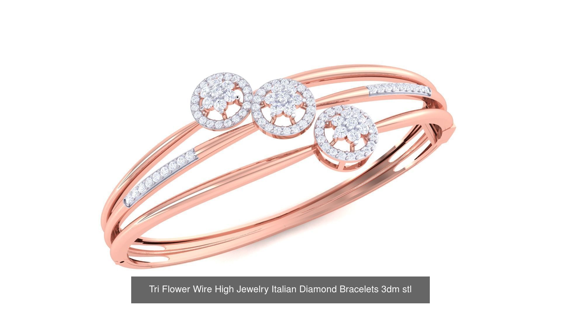 128 High Jewelry Italian Diamond Bracelets 3dm stl 3D Model Collection_129