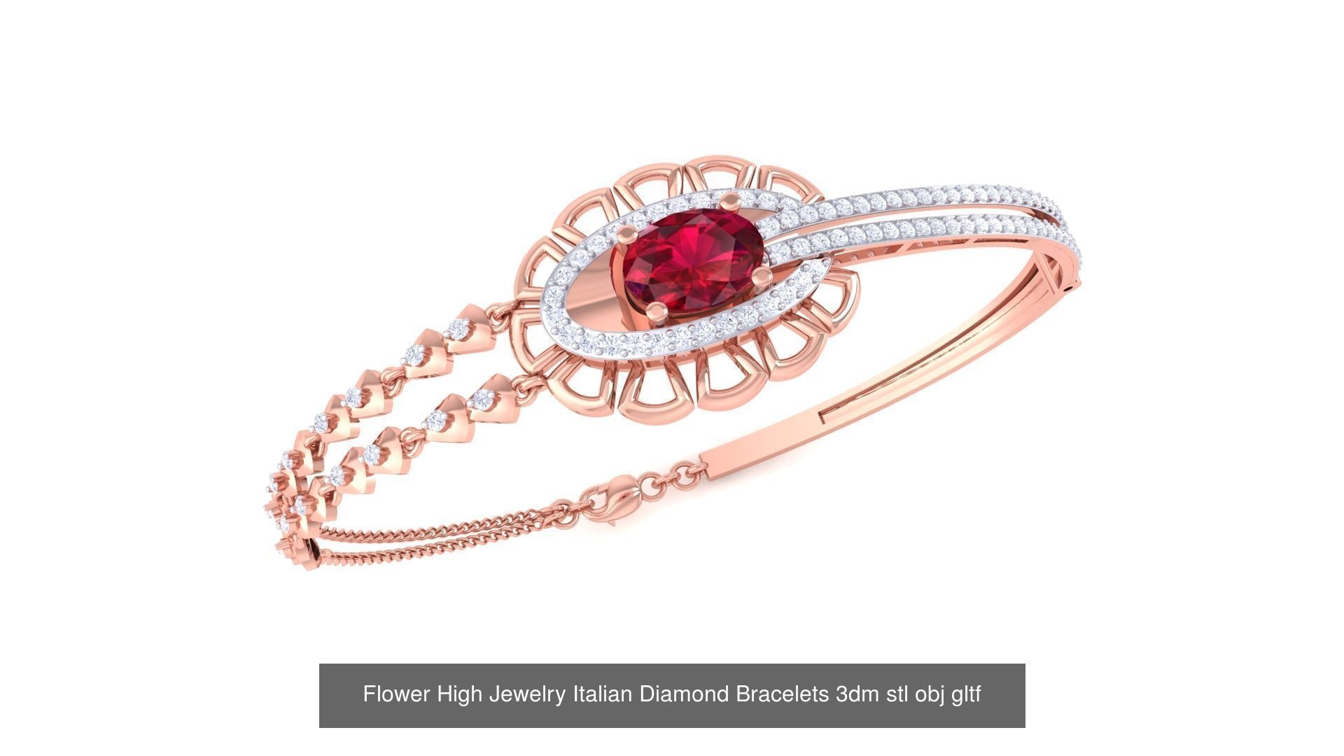 128 High Jewelry Italian Diamond Bracelets 3dm stl 3D Model Collection_124