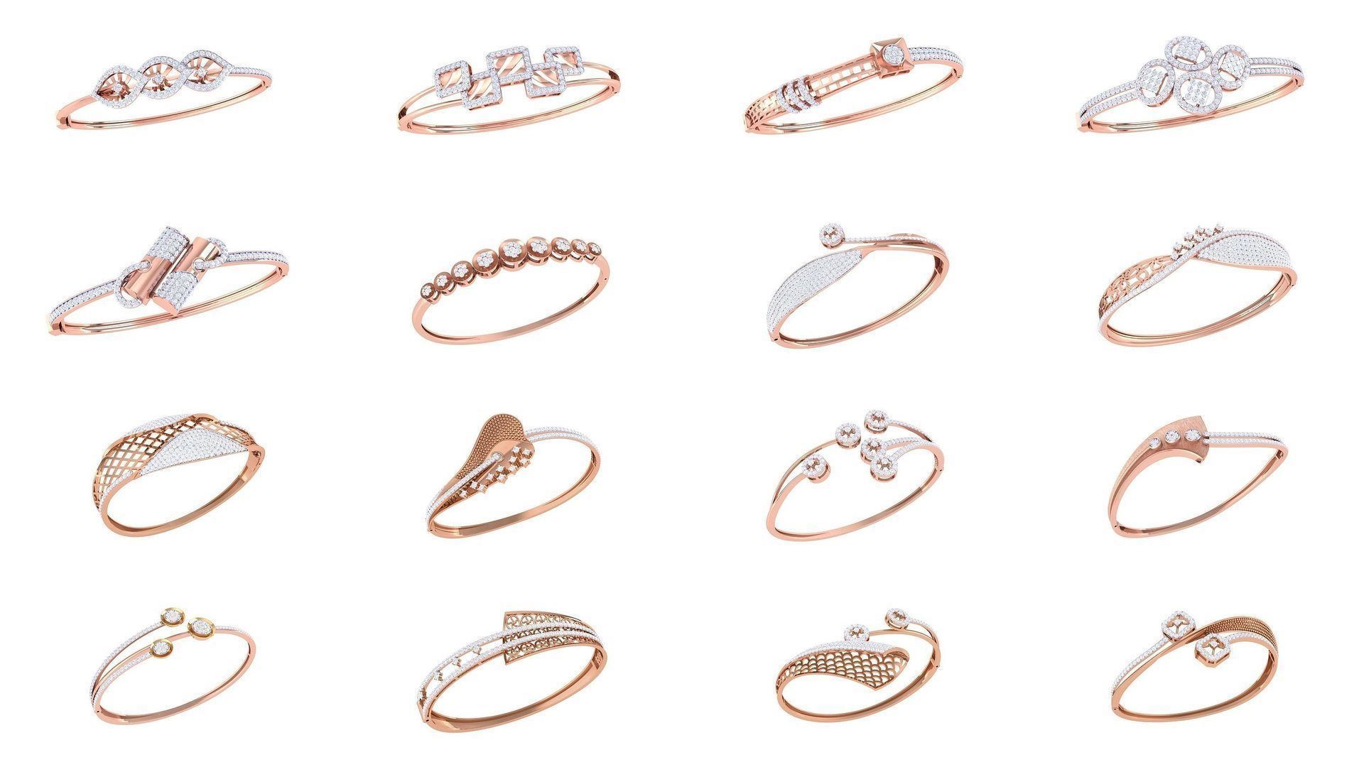 128 High Jewelry Italian Diamond Bracelets 3dm stl 3D Model Collection_5