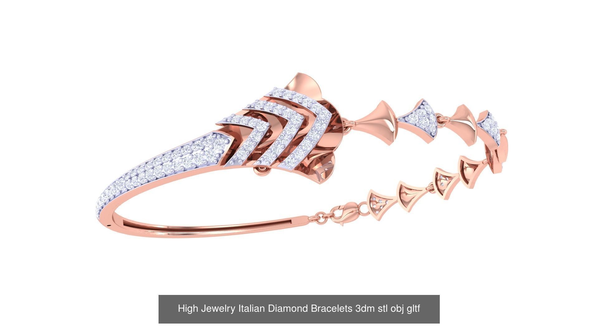 128 High Jewelry Italian Diamond Bracelets 3dm stl 3D Model Collection_41