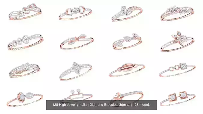 128 High Jewelry Italian Diamond Bracelets 3dm stl 3D Model Collection 128 High Jewelry Italian Diamond Bracelets 3dm stl 3D Model Collection