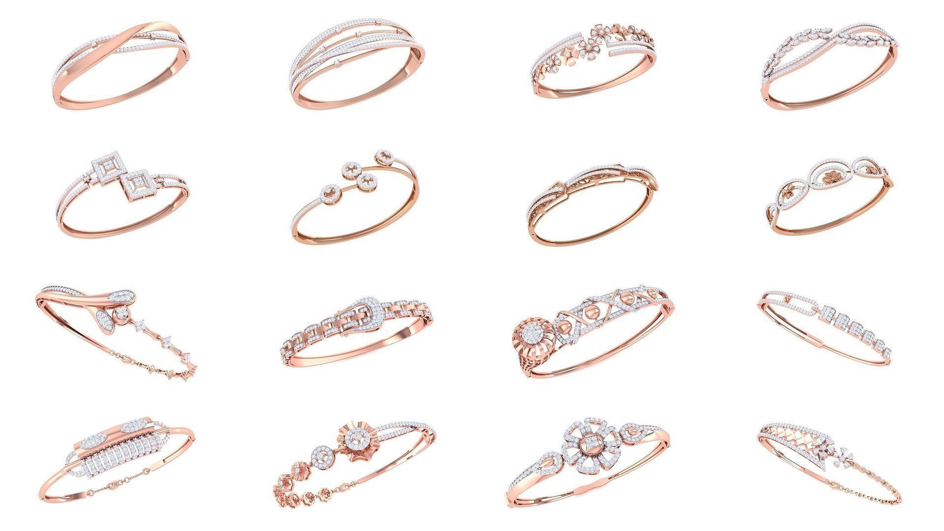 128 High Jewelry Italian Diamond Bracelets 3dm stl 3D Model Collection_9