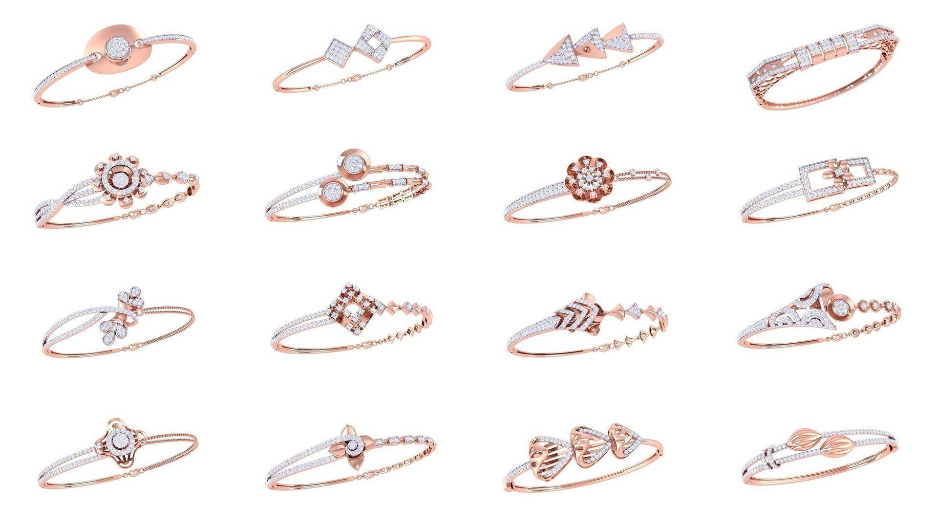 128 High Jewelry Italian Diamond Bracelets 3dm stl 3D Model Collection_1