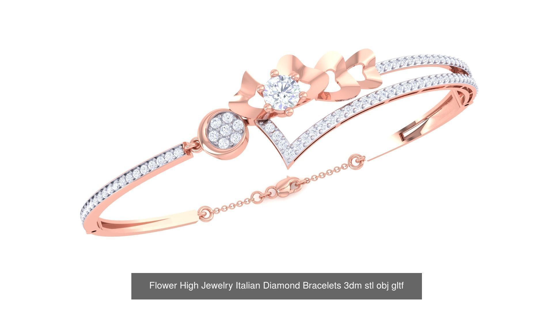 128 High Jewelry Italian Diamond Bracelets 3dm stl 3D Model Collection_132