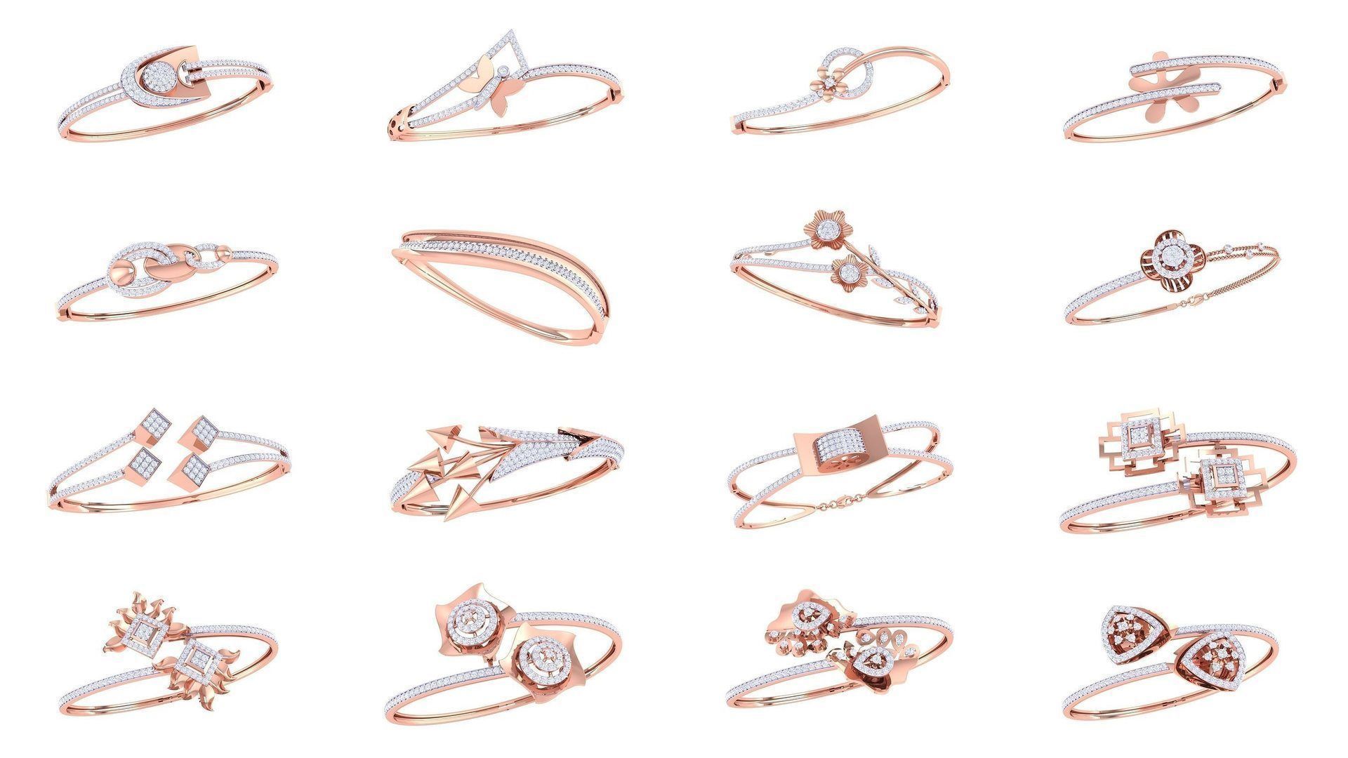 128 High Jewelry Italian Diamond Bracelets 3dm stl 3D Model Collection_3