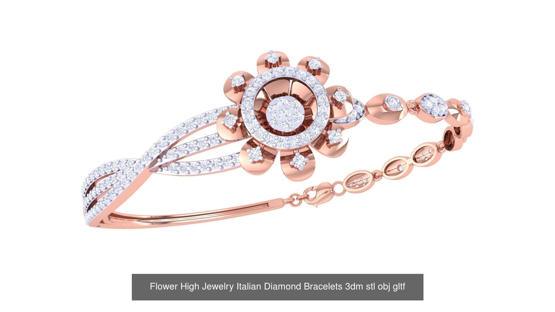 128 High Jewelry Italian Diamond Bracelets 3dm stl 3D Model Collection_35