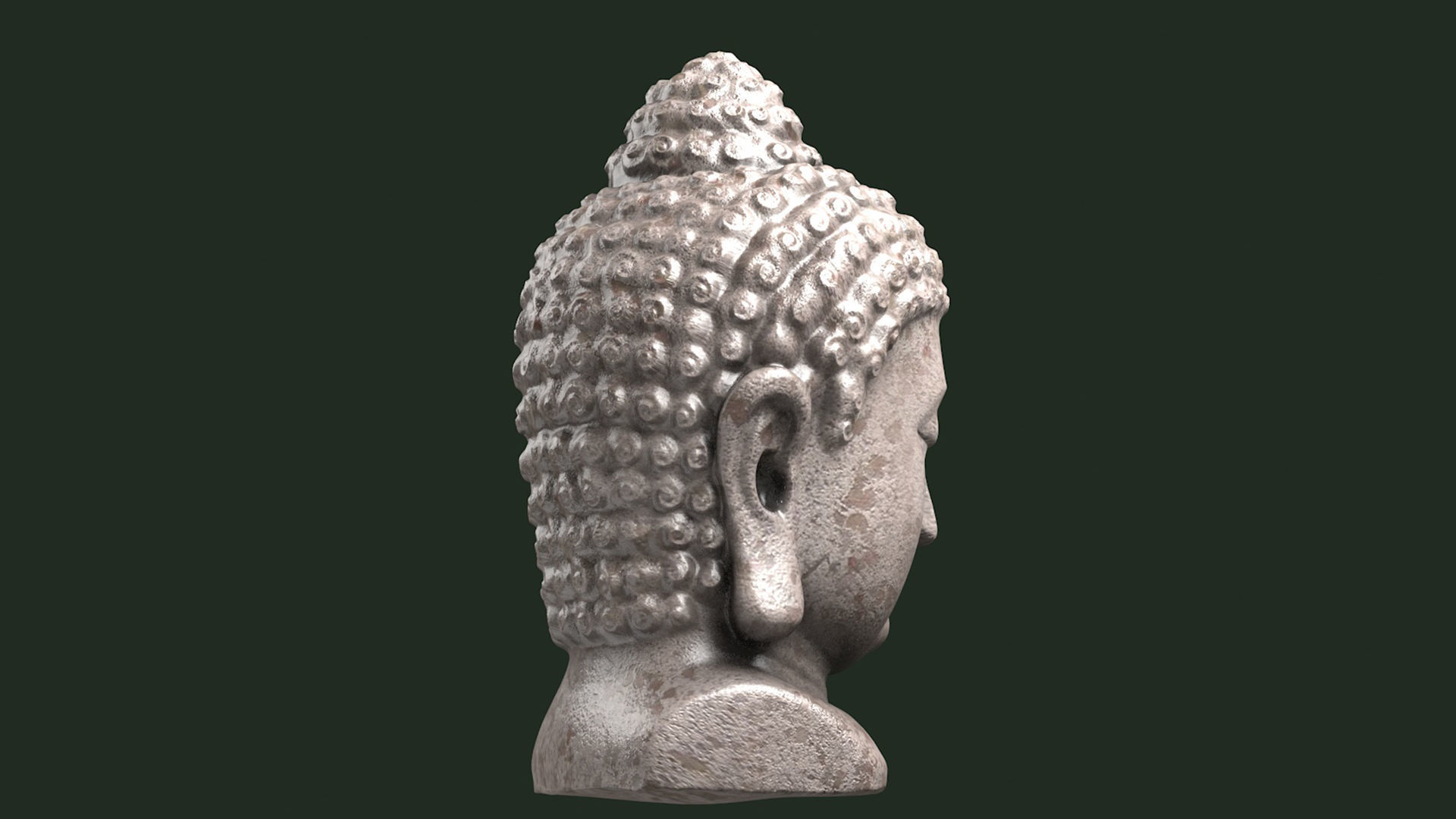 Bust Sculpture statue budda buddha buddhism 3D model_3